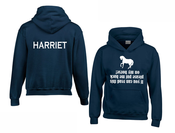 Personnalisé si vous pouvez lire ce sweat à capuche Horsey avec nom sur le dos 