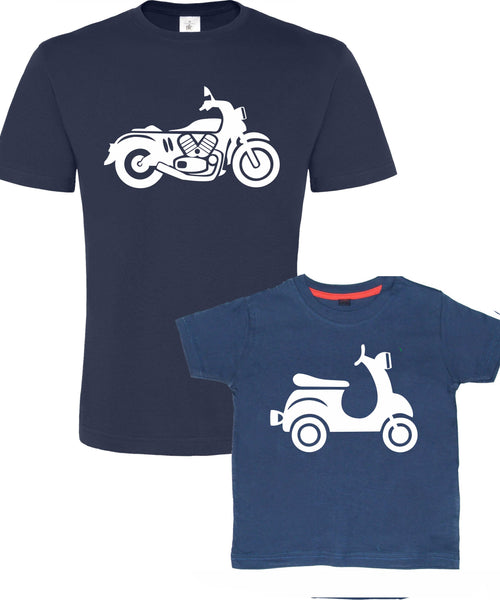 Ensemble t-shirt moto et cyclomoteur bleu marine unisexe pour enfant 