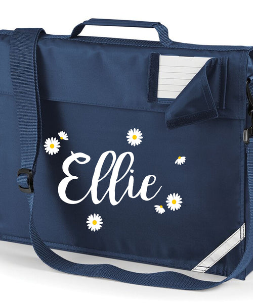 Personalised Daisy Ditsy Named Bookbag with White and Yellow Print