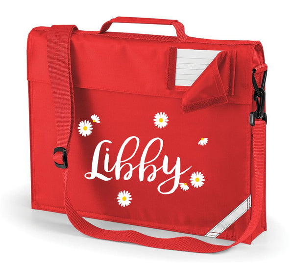Personalised Daisy Ditsy Named Bookbag with White and Yellow Print