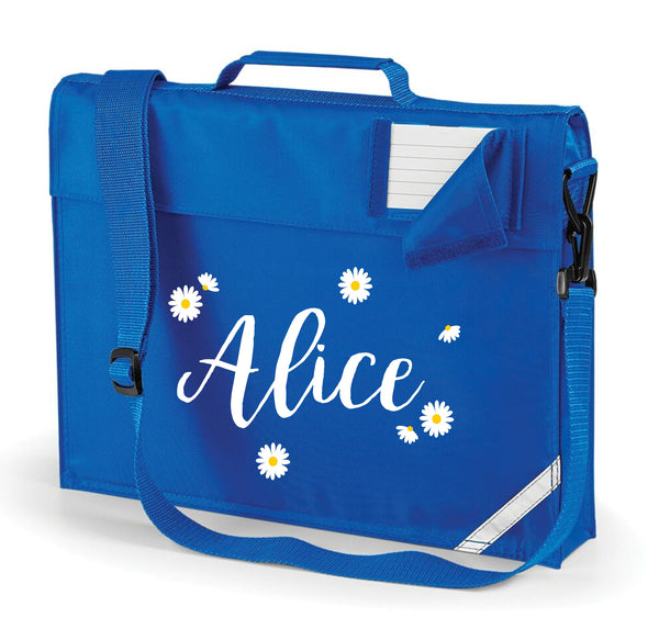 Personalised Daisy Ditsy Named Bookbag with White and Yellow Print