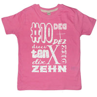 Bubblegum Pink Birthday Age in Different Languages Children's T-Shirt