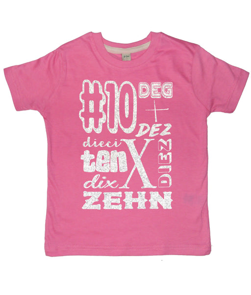 Bubblegum Pink Birthday Age in Different Languages Children's T-Shirt