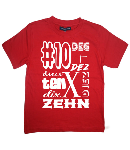 Red Birthday Number in Different Languages Children's T-Shirt