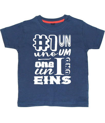 Numéro d'anniversaire de la marine dans différentes langues T-shirt enfant 