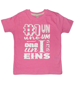 Bubblegum Pink Birthday Age dans différentes langues T-shirt enfant 