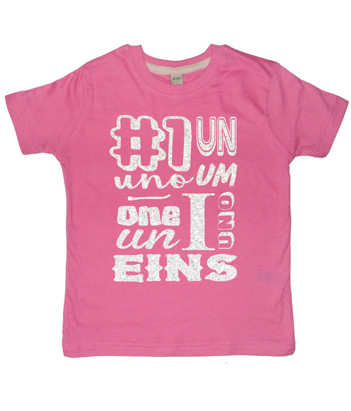 Bubblegum Pink Birthday Age in Different Languages Children's T-Shirt