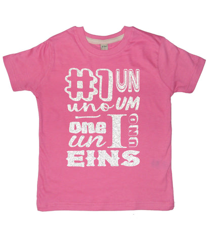 Bubblegum Pink Birthday Age in Different Languages Children's T-Shirt