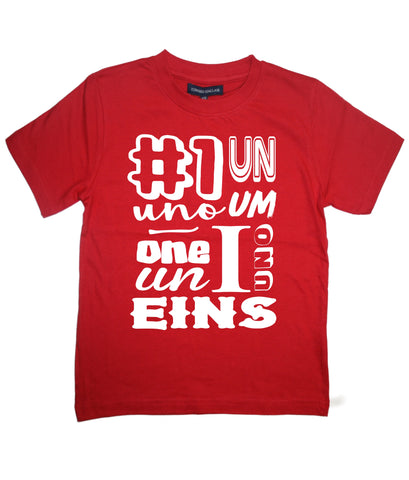 Red Birthday Number in Different Languages Children's T-Shirt