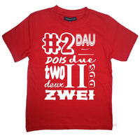 Numéro d'anniversaire rouge dans différentes langues T-shirt enfant 