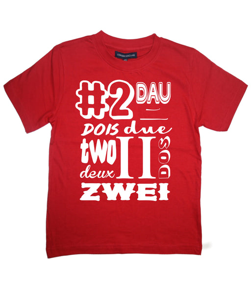 Numéro d'anniversaire rouge dans différentes langues T-shirt enfant 
