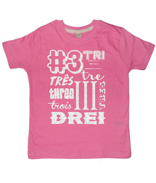 Bubblegum Pink Birthday Age dans différentes langues T-shirt enfant 