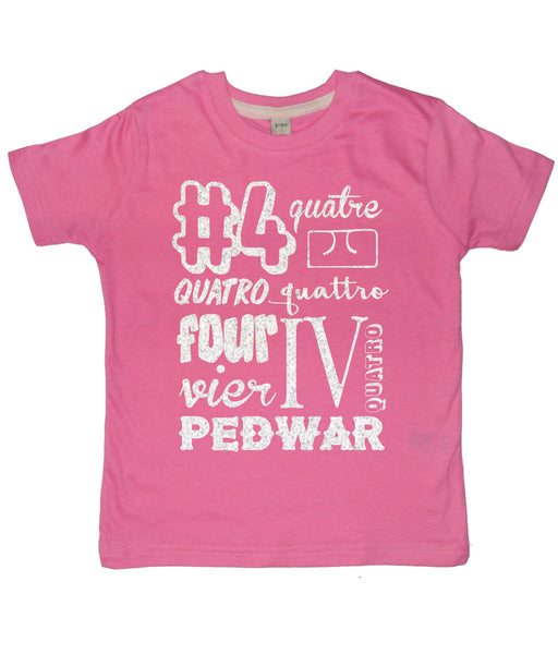 Bubblegum Pink Birthday Age in Different Languages Children's T-Shirt