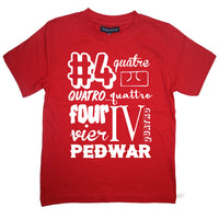 Numéro d'anniversaire rouge dans différentes langues T-shirt enfant 