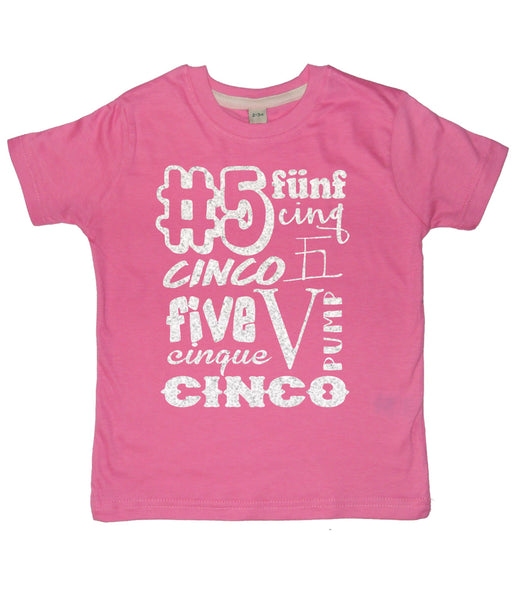 Bubblegum Pink Birthday Age dans différentes langues T-shirt enfant 