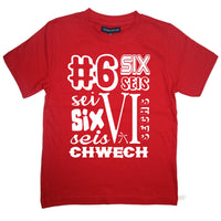 Numéro d'anniversaire rouge dans différentes langues T-shirt enfant 