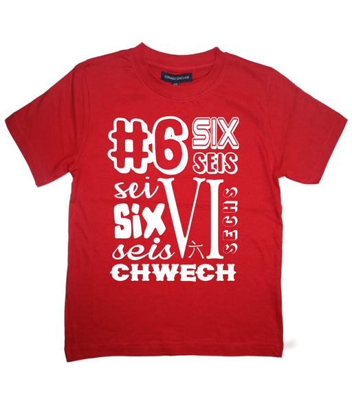 Numéro d'anniversaire rouge dans différentes langues T-shirt enfant 
