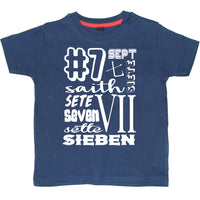 Numéro d'anniversaire de la marine dans différentes langues T-shirt enfant 