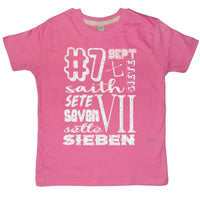 Bubblegum Pink Birthday Age in Different Languages Children's T-Shirt