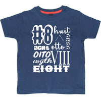Numéro d'anniversaire de la marine dans différentes langues T-shirt enfant 