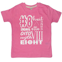 Bubblegum Pink Birthday Age in Different Languages Children's T-Shirt