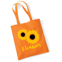 Personalised Sunflower Tote Bag with Yellow & Black Print