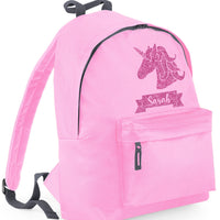 Personalised Unicorn (Design 2) Backpack with Glitter Print