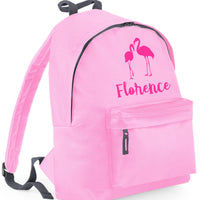 Personalised Flamingo with name Backpack with Hot Pink Print