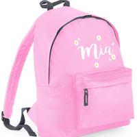Personalised Daisy Ditsy Named Backpack with White and Yellow Print