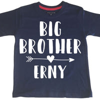 T-shirt bleu marine Big Brother personnalisé et ensemble flèche de body blanc Little Brother 