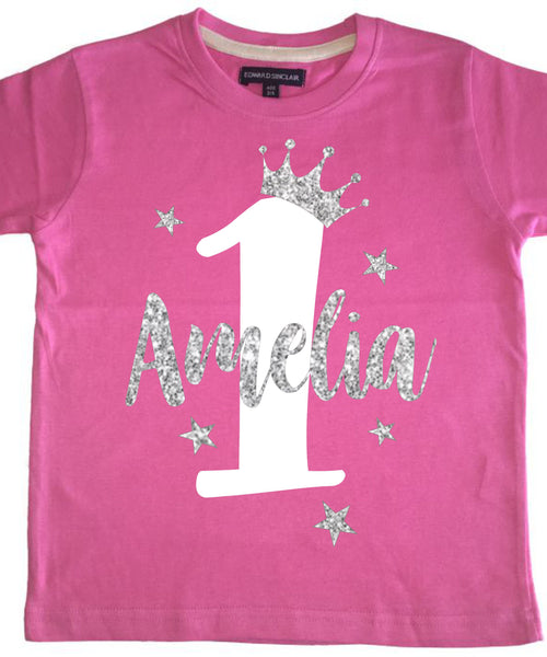 T-shirt personnalisé pour le 1er anniversaire des filles avec votre nom ! 
