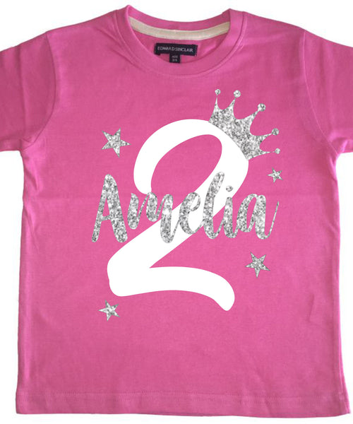 T-shirt personnalisé pour le 2e anniversaire des filles avec votre nom ! 