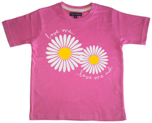 Daisy Love me... Love me not Children's t-shirt with white glitter and yellow print