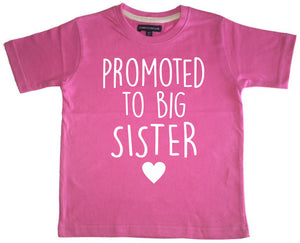 T-shirt enfant rose bubblegum 'promu au rang de grande soeur' 