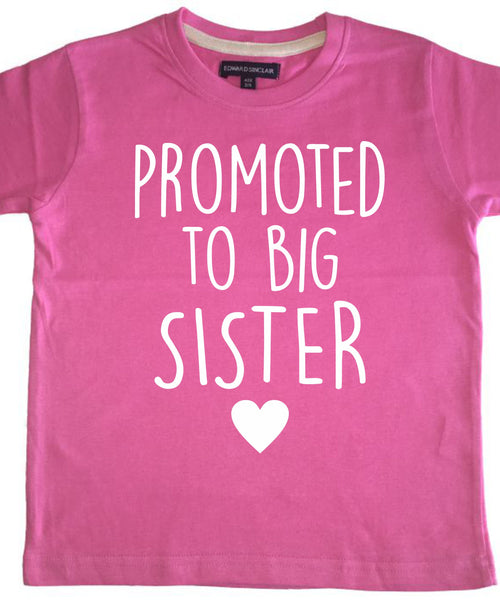 T-shirt enfant rose bubblegum 'promu au rang de grande soeur' 