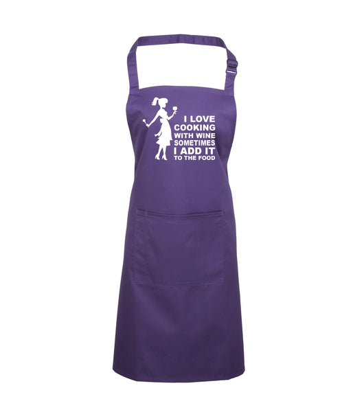 I love cooking with wine sometimes I add it to the food (Female Image) Apron