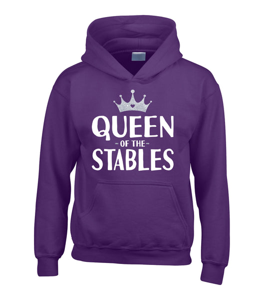 Queen of the Stables Hoodie with White and Silver Glitter Print