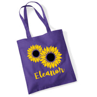 Personalised Sunflower Tote Bag with Yellow & Black Print