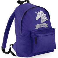 Personalised Unicorn (Design 2) Backpack with Glitter Print