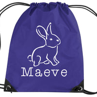 Personalised Illustrated Bunny with Name Drawstring Bag