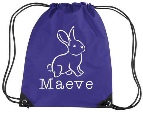 Personalised Illustrated Bunny with Name Drawstring Bag