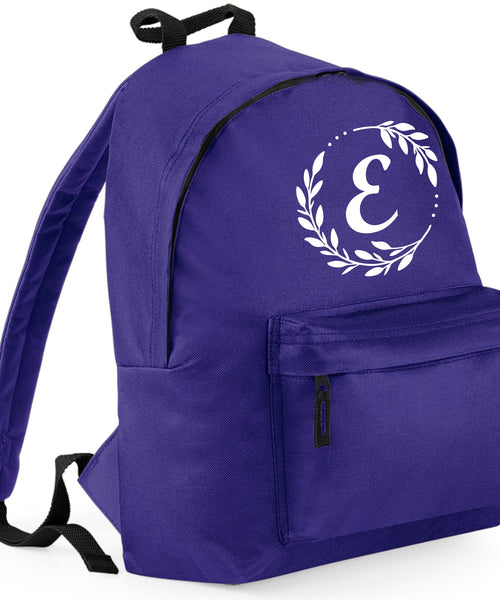 Personalised Initial in Wreath Backpack