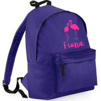 Personalised Flamingo with name Backpack with Hot Pink Print