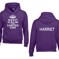 Personalised Keep Calm and Canter On Hoodie with Name on the Back