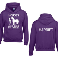 Personalised Horses are a Girls Best Friend Hoodie with Name on The Back