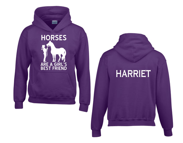 Personalised Horses are a Girls Best Friend Hoodie with Name on The Back