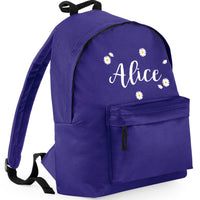 Personalised Daisy Ditsy Named Backpack with White and Yellow Print