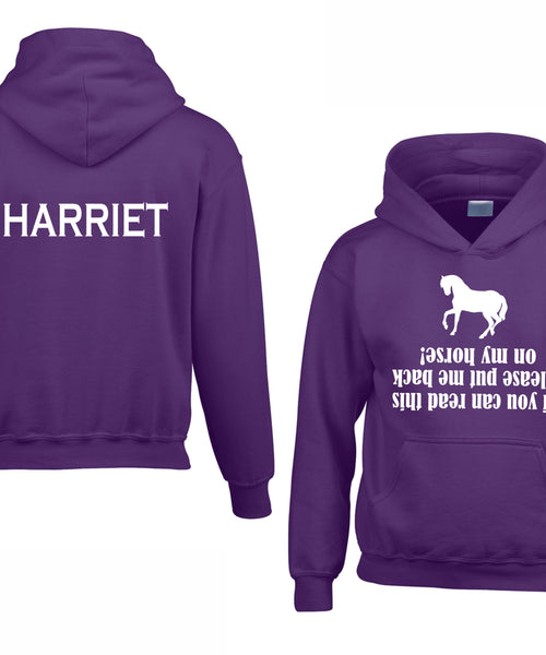 Personalised If you Can Read This Horsey Hoodie with Name on the Back