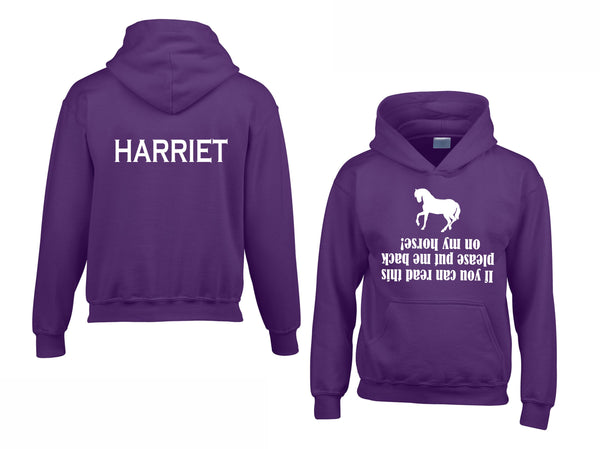 Personnalisé si vous pouvez lire ce sweat à capuche Horsey avec nom sur le dos 