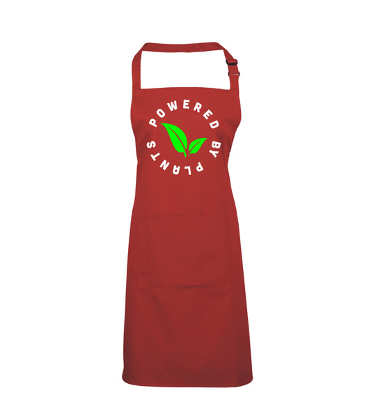 Powered By Plants Apron with White and Green Print